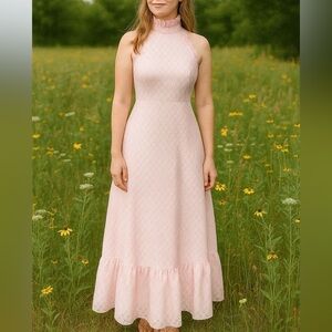 Barbiecore Pink Vintage 70s Maxi Dress